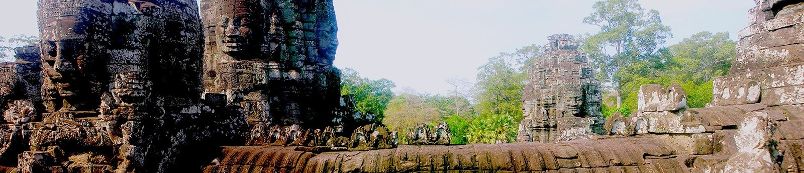 Angkor Thom, Bayon temple faces among the trees